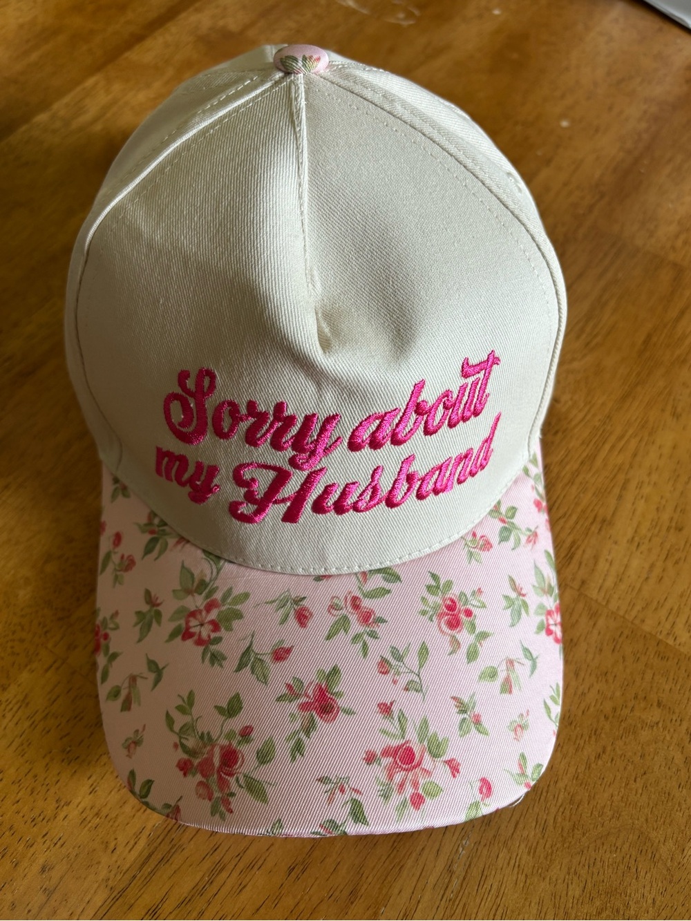 Zenana "Sorry About My Husband" Pink Floral Baseball Cap   NEW